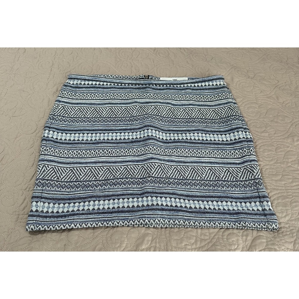 HM LOGG Skirt Navy Blue Geometric Pattern 16" Size 12 EUC
